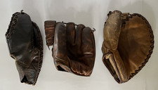 Antique Baseball Mitt Glove Rawlings T100 Marty Marion G600 Permawear Catchers