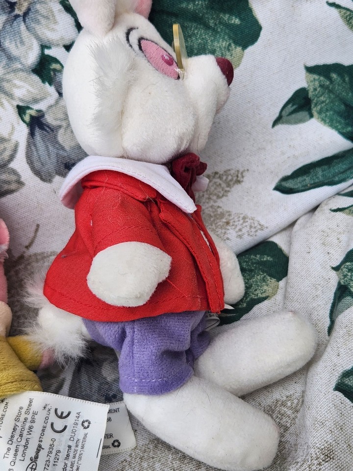 Alice In Wonderland White Rabbit Bean Bag & Mad Hatter Plush Lot Disney ...