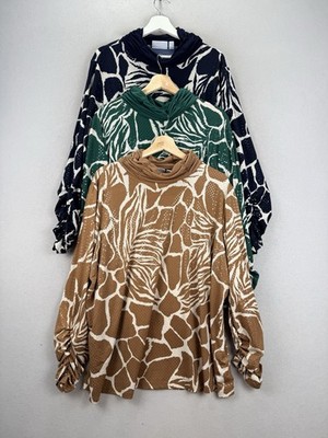 Susan Graver Women s Plus 2X Liquid Knit Animal Print Turtleneck W/Sequin Top(3)