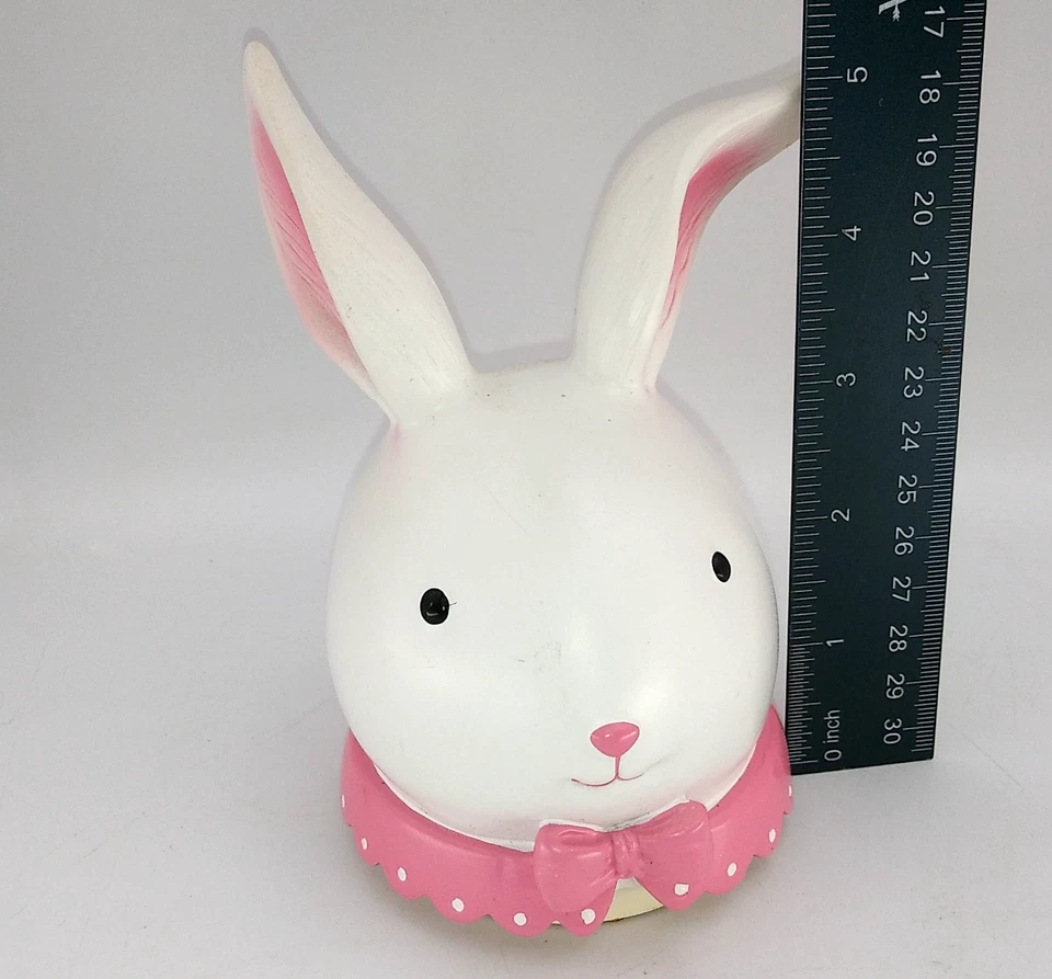 Yankee Candle White Bunny Rabbit Head Jar 5.5"T Topper Primavera Pascua Decoración Foto 2 de 4