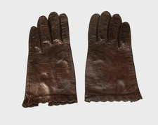 1960s Womens Italian Leather Gloves, Washable Brown, Wrist Size 6, Made in Italy