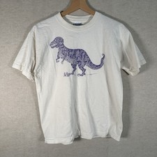 Vintage Tyrannosaurus Rex Dinosaur Sketch Tee T-Shirt White Youth L