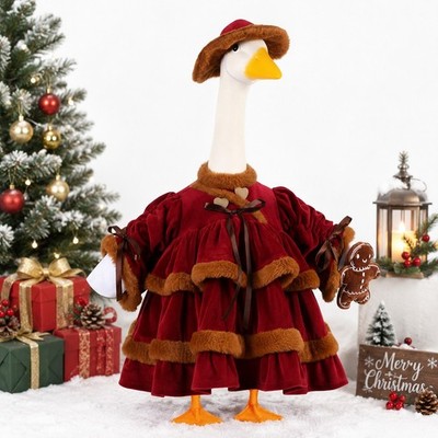 Christmas Winter Goose Outfit Gingerbread Man Clothes Dress for 23'' Goose Statue