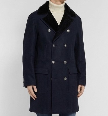 BRUNELLO CUCINELLI Men s  Double-Breasted Shearling Leather Coat  Medium $13500+