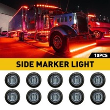 10x Red Led Smoked Side Marker Lights Round Truck Trailer 34 Bullet Lamps