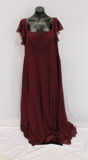 Azazie Women's Bondi A-Line Ruffled Chiffon Dress JW7 Cabernet Size A16