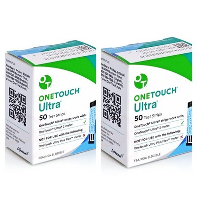 2 pack OneTouch Ultra  Blood Glucose Test Strips, 50 Ct - Accurate  Monitoring