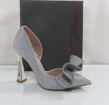 Betsey Johnson Nobble Embellished Bow Pumps Silver Size 9