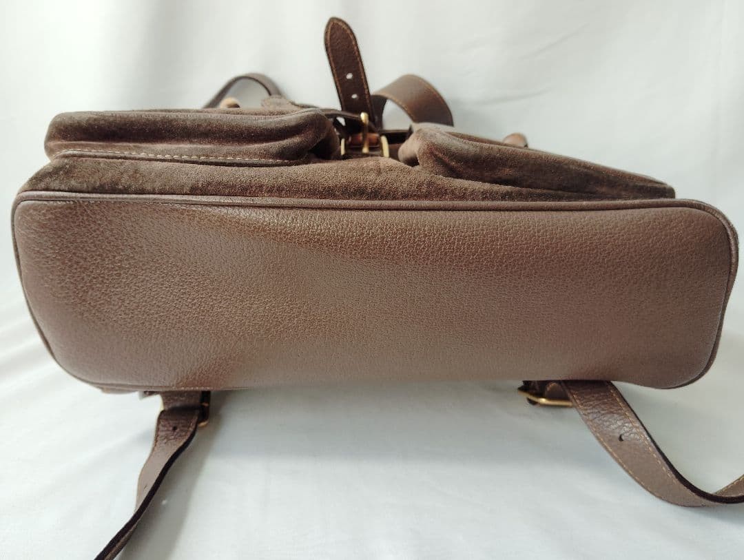 GUCCI Brown Suede Bamboo Backpack Women's Designer Authentic Rare Bag thumbnail 12