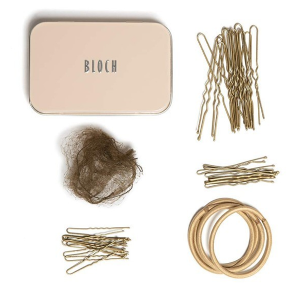 BLOCH Hair Kit Bun Kit Caramel Ballet Dance Gymnastics Skating, Damaged Tin