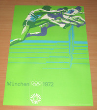 OLYMPIA MÜNCHEN 1972 POSTER " HÜRDENLAUF " OTL AICHER in DIN A 1 ORIGINAL PLAKAT