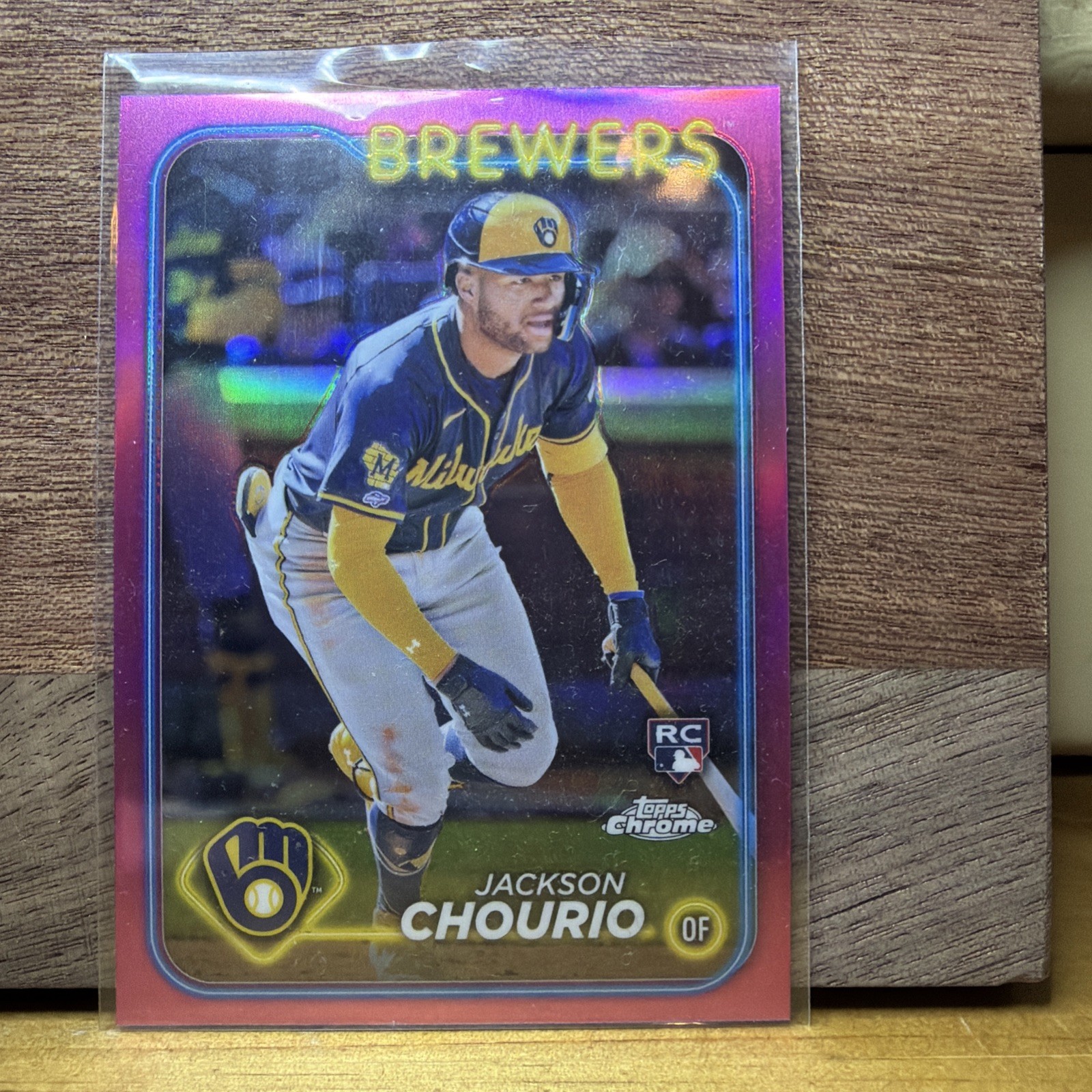 2024 Topps Chrome - Jackson Chourio #161 Pink Refractor (RC) Sharp Card! 