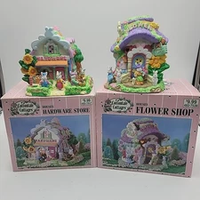 2 Lot Cottontale Cottages Hardware Store 493-7447 Flower Stoer 493-7538 