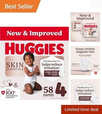 Huggies Size 4 Diapers, Skin Essentials Baby Diapers, Size 4 22-37 lbs, 58 Co...