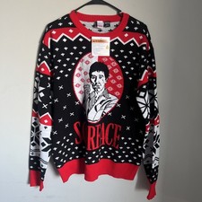 Scarface NWT LIGHT UP Red&Black Ugly Christmas Sweater Tony Montana Size M
