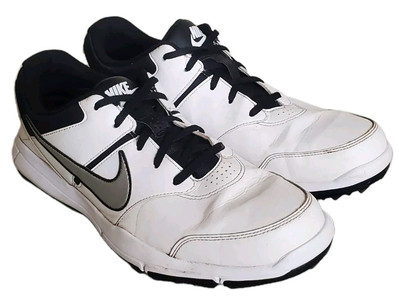Nike Durasport 4 Golfschuhe Herren UK 10 EU 45 weiß schwarz silber 844550-100 sehr guter Zustand