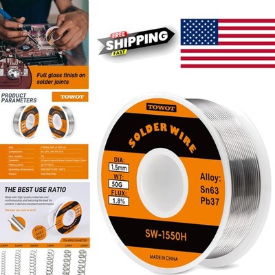 63 37 Tin Lead Solder Wire 1.5mm Diameter 50g Low Melting Point for DIY Projects