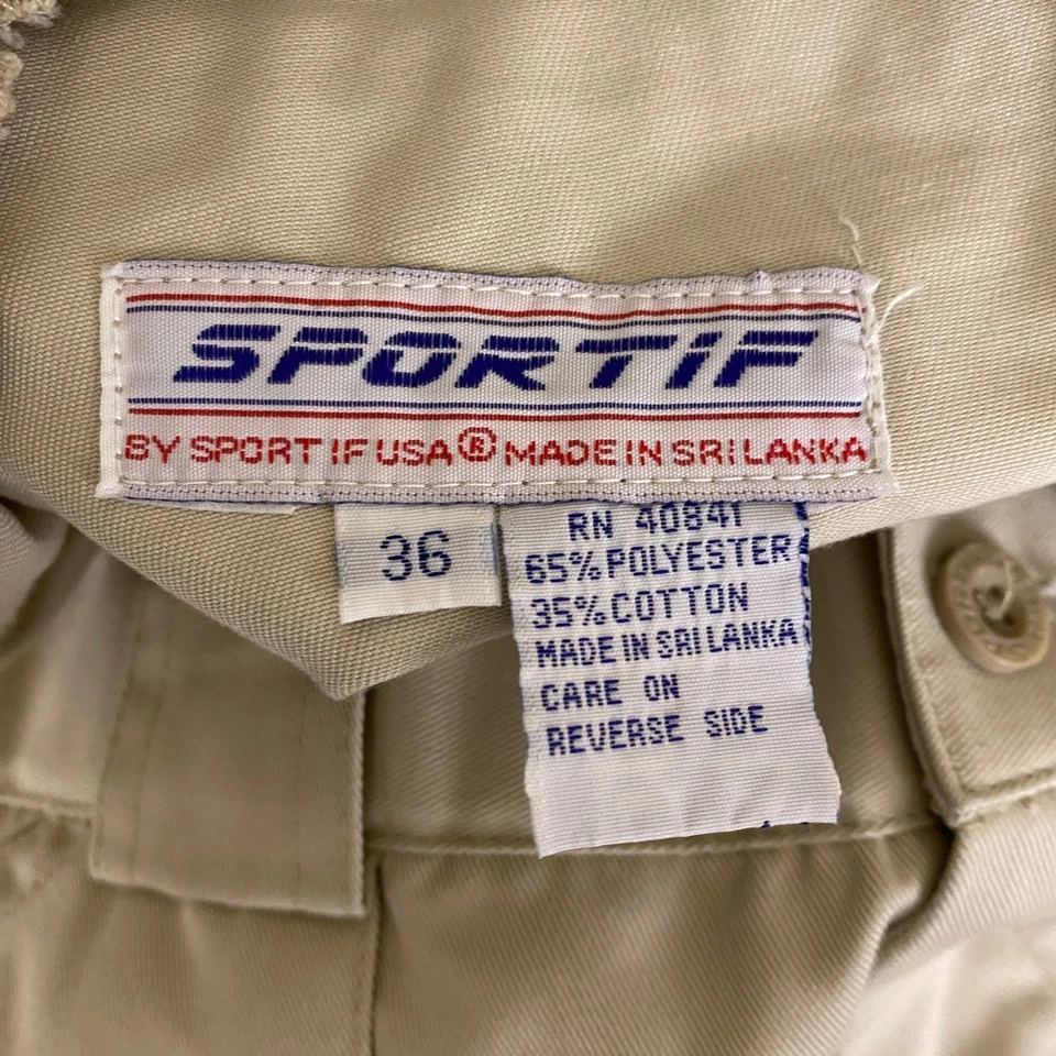 Shorts cargo masculino vintage esportivo EUA tamanho 32 (etiqueta 36) bege mistura de algodão para área externa - Imagem 3 de 4