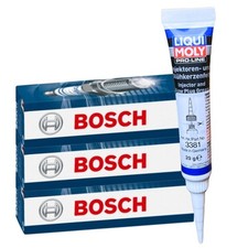 3x BOSCH Zündkerzen + LIQUI MOLY Fett für IONIQ KONA SUV CEED NIRO I XCEED