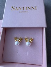 Santinni London Viscountess' Ohrringe Schleife und Perle vergoldet Silber UVP 165£