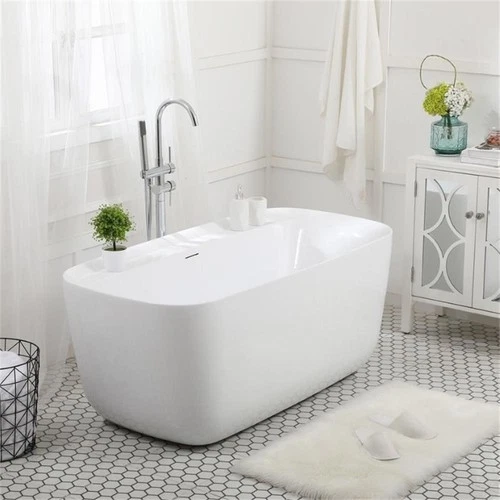 Elegant Decor Calum 59" Plastic Soaking Bathtub in Glossy White - Picture 2 of 15