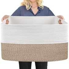 Extra Large Blanket Basket, 22" x 17" x 12" Rectangle Blanket Storage for Liv...