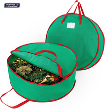 Christmas Wreath Storage Bag - 2-PACK - Durable, Tarp Material, Zipper, Sturdy.