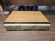 Cassette Tape Storage Cabinet Vintage  42 Tape Holder Organizer Faux Wood Grain
