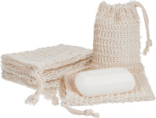 5 Pcs Soap Saver Bags with Drawstring, Exfoliating Sisal Mesh Pouches for Bath a