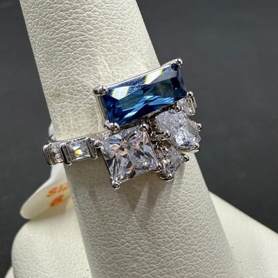 Bomb Party Louder Than Words Size 6 Ring Lab Dark Blue Spinel RBP6464 Rhodium