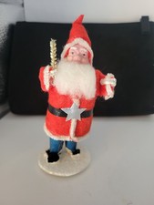 Vintage Felt Paper Mache Santa Claus Figurine Marked Japan On Bottom