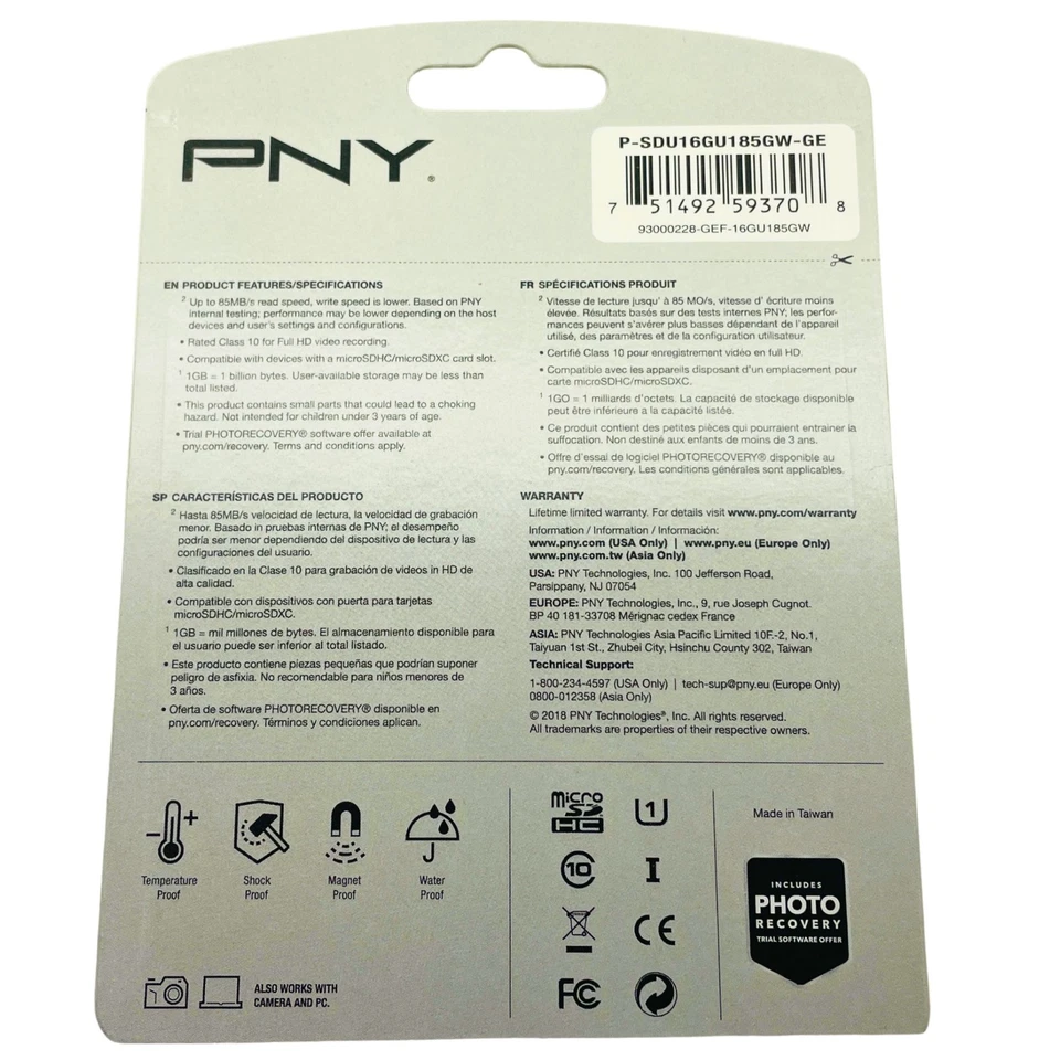 PNY 16GB microSDHC Flash Card Elite with Adapter – 5 Pack - Image 3 of 3