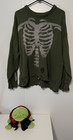 Hot Topic Mens Olive Green Graphic Knit Sweater Distressed Punk Goth XXL — photo 1
