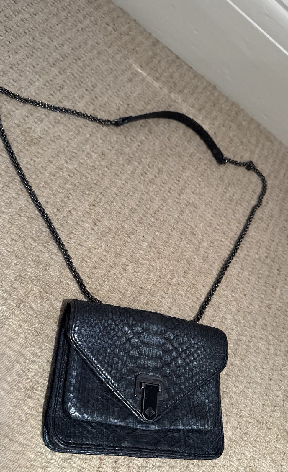 Baraboux Python-Embossed Leather Crossbody Bag Bl… - image 8