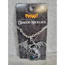Spirit Dragon Necklace Silver Chain Iridescent Orb Pendant Halloween Costume
