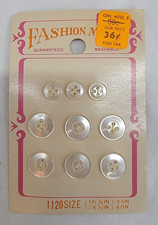 VINTAGE  Clear Round Flat Button 2 Sizes  Plastic  9Ea.  1120