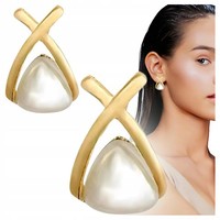 Goldene HäNgeohrringe Mit Perlen FüR Damen - Modische Perlen Als Geschenk