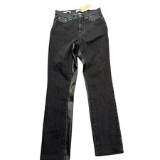 Universal Thread Jeans Womens 2R Black Mid Rise 80s Slim Faux Leather Trim Pants