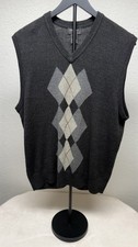 Dockers Black Gray Men's Sweater Vest Argyle V-Neck Large Diamond Accents