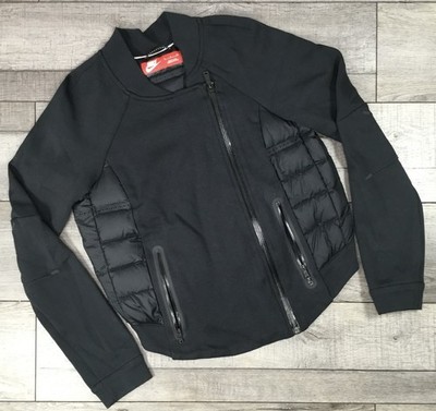 Nike Jacket Womens S Black Quilted Puffer Panel Asymmetrical Zip Down Filled