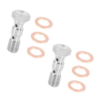 2X Double Banjo Bolt W/ Crush Washers Chrome M10 x 1.25 Caliper Master Cylinder