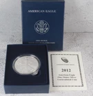 2012W Uncirculated American Silver Eagle Dollar $1 Box & COA US Mint Bullion OGP