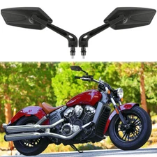 Pair Black Motorcycle Rear View Mirrors For Indian Scout Bobber Chooper Criuser