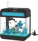 Fish Tank Aquarium 2.2 Gallon Glass Fish Tank Starter Kits with Led light