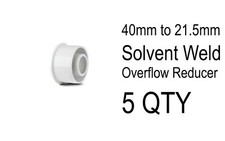 5 x 40mm Solvent Weld Waste to 21.5mm Weld Overflow Reducer White Water Pipe