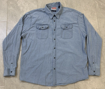 WRANGLER / 長袖シャツ/2XL/コットン/BLU/comfort FLEX Men's 2XL Wrangler Premium Quality Comfort Flex Blue Long Sleeve