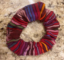 Red Burgundy Scrunchie Guatemala Hand Made Yoga Bright NEW Scrunchy Hair Wine