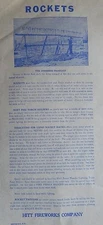 Original Hitt Fireworks Company Rocket Rack Instructions Sheet Hitt's
