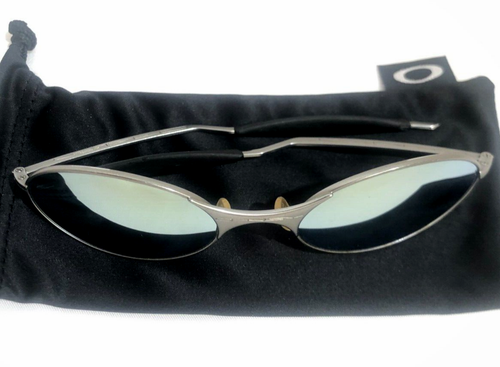 RARE OAKLEY E WIRE GEN 1 SUNGLASSES Light Silver Frames w/ Gold Mirror Lenses - Picture 5 of 6