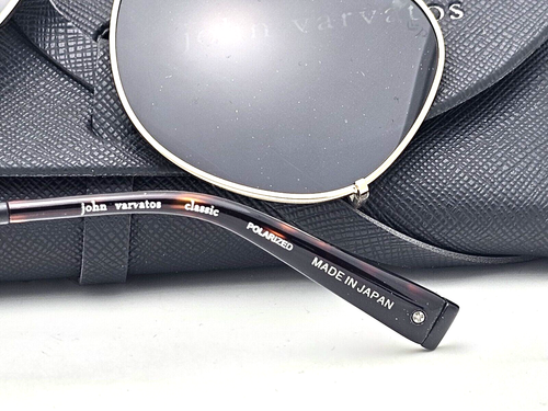 New JOHN VARVATOS Eyeglasses V176 52-19 Black Frames w/ Gold Polarized Clip-ons - Picture 14 of 23